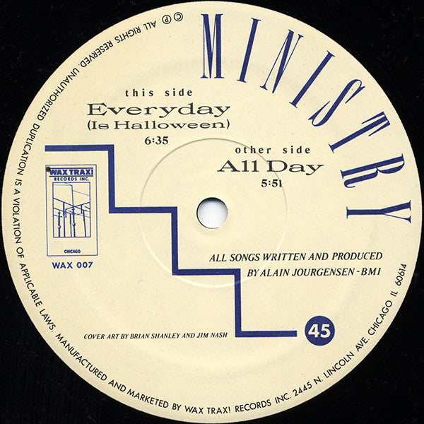 Ministry : All Day / Everyday (Is Halloween) (12", Single, RP, Yel)