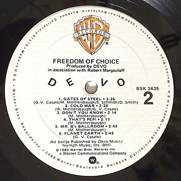 Devo : Freedom Of Choice (LP, Album, Club, Col)