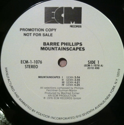 Barre Phillips : Mountainscapes (LP, Album, Promo)