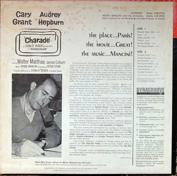 Henry Mancini : Charade (LP, Album, Mono, Roc)