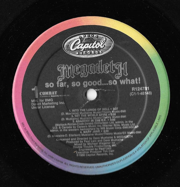 Megadeth : So Far, So Good...So What! (LP, Album, Club, BMG)