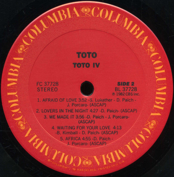 Toto : Toto IV (LP, Album, Pit)