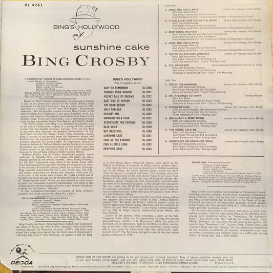 Bing Crosby : Sunshine Cake (LP, Album, Comp, Mono)