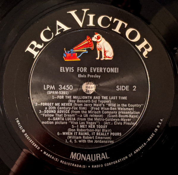 Elvis Presley : Elvis For Everyone! (LP, Album, Mono, Ind)