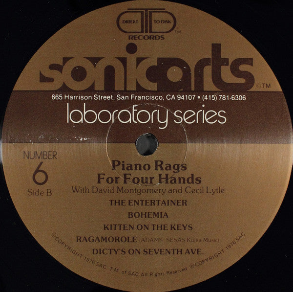 David Montgomery (3) & Cecil Lytle : Ragtime Piano For Four Hands (LP)