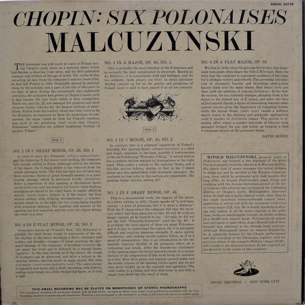Malcuzynski* – Chopin* : 6 Polonaises (LP, Mono)