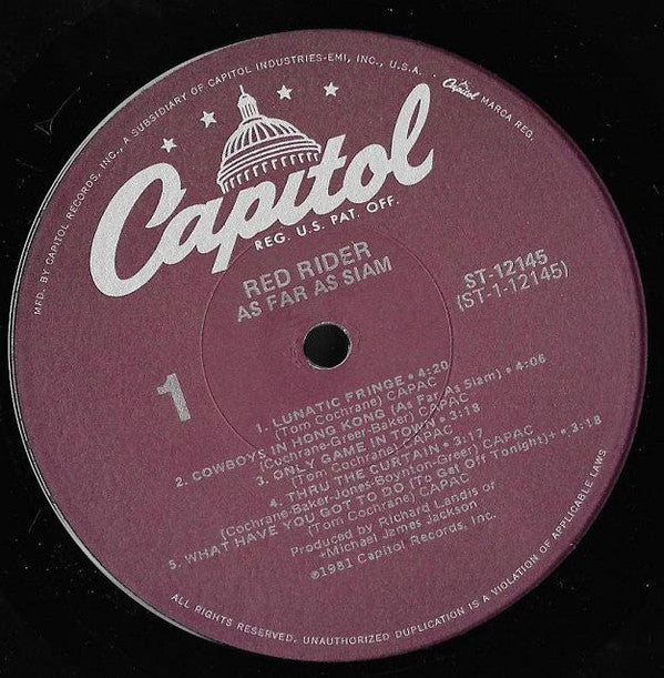 Red Rider : As Far As Siam (LP, Album, Win)