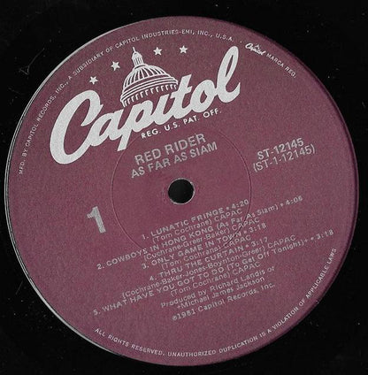 Red Rider : As Far As Siam (LP, Album, Win)