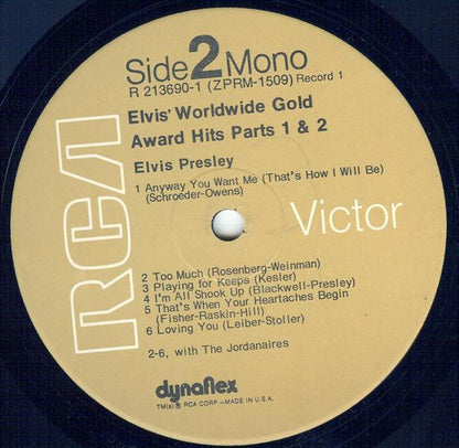 Elvis Presley : Worldwide Gold Award Hits, Parts 1 & 2 (2xLP, Comp, Mono)