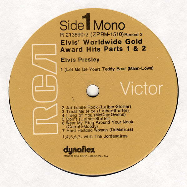 Elvis Presley : Worldwide Gold Award Hits, Parts 1 & 2 (2xLP, Comp, Mono)