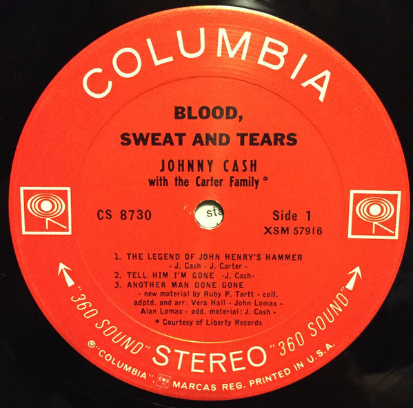 Johnny Cash : Blood, Sweat And Tears (LP, Album, RP)