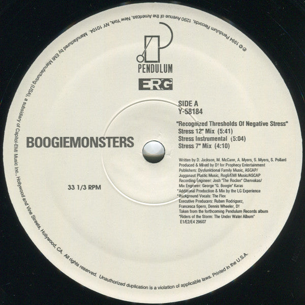 Boogiemonsters : Recognized Thresholds Of Negative Stress (12")