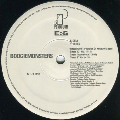 Boogiemonsters : Recognized Thresholds Of Negative Stress (12")