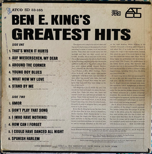 Ben E. King : Ben E. King's Greatest Hits (LP, Comp)