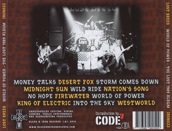 Lost Breed : World Of Power - The Lost 1989 Album  (CD, Comp, Ltd)