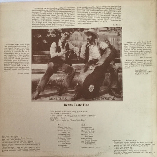 Papa John Kolstad With Wildman Mike Turk* : Beans Taste Fine (LP, Album)