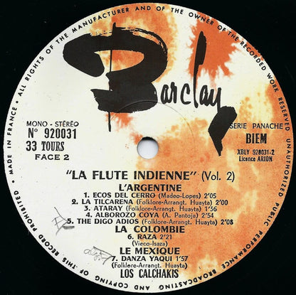 Los Calchakis Avec Guillermo De La Roca : La Flute Indienne Volume 2 (LP, Album)