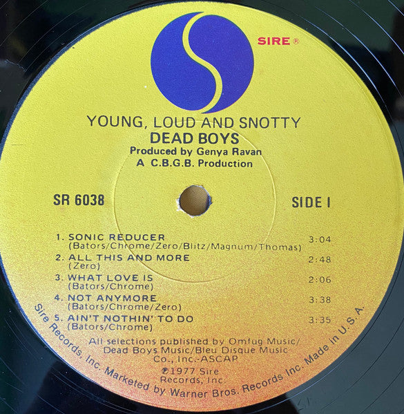 Dead Boys* : Young Loud And Snotty (LP, Album, Los)