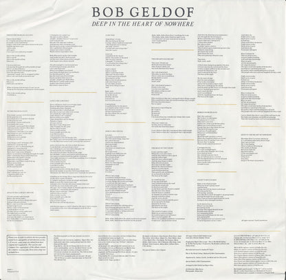 Bob Geldof : Deep In The Heart Of Nowhere (LP, Album, SP )
