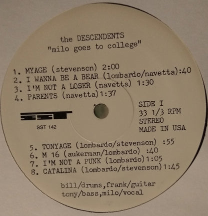 Descendents : Milo Goes To College (LP, Album, RE, Bar)