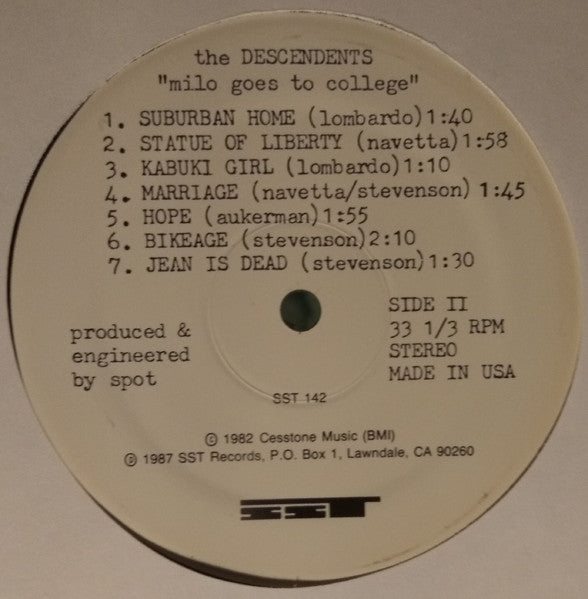 Descendents : Milo Goes To College (LP, Album, RE, Bar)
