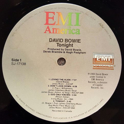 David Bowie : Tonight (LP, Album, Win)