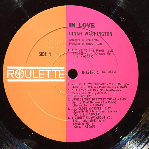 Dinah Washington : In Love (LP, Album, Mono)