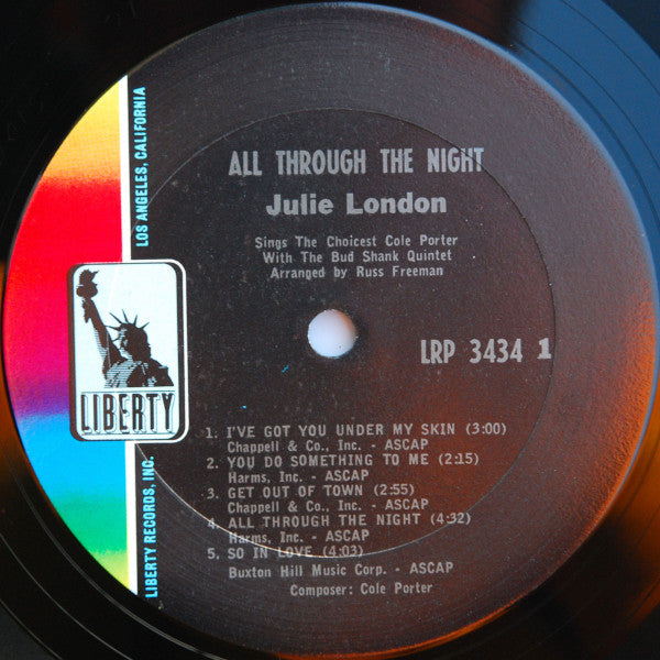 Julie London With The Bud Shank Quintet : All Through The Night (LP, Album, Mono, San)