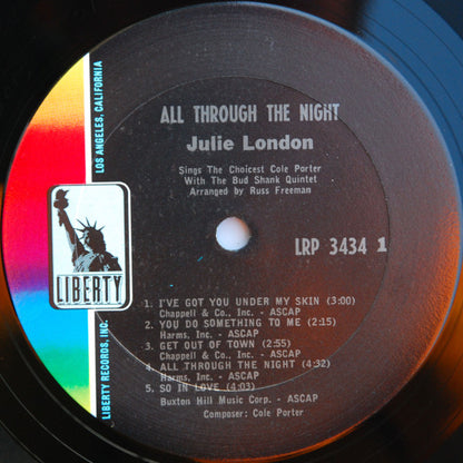 Julie London With The Bud Shank Quintet : All Through The Night (LP, Album, Mono, San)