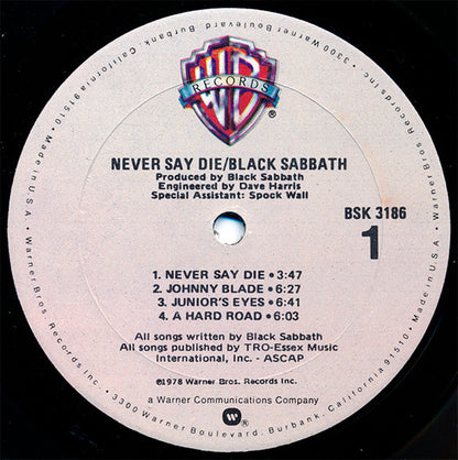 Black Sabbath : Never Say Die! (LP, Album, Gol)