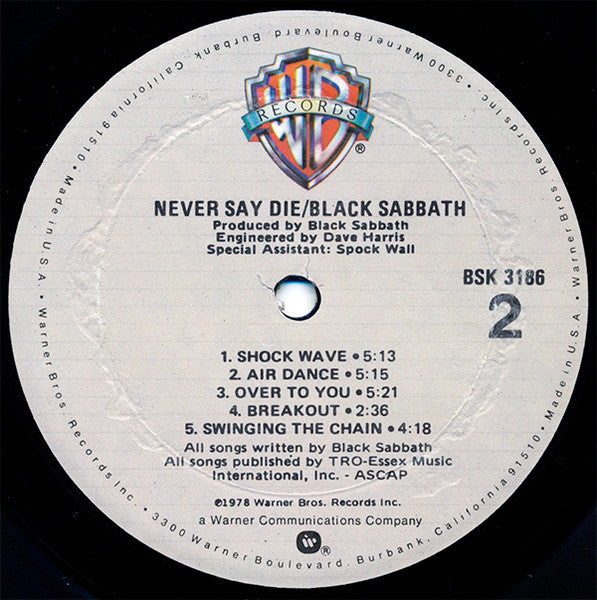 Black Sabbath : Never Say Die! (LP, Album, Gol)