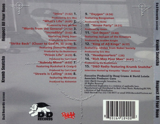 Krumb Snatcha : Respect All Fear None (CD, Album)