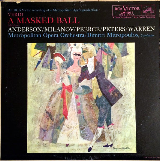 Verdi* - Anderson*, Milanov*, Peerce*, Peters*, Warren*, Metropolitan Opera Orchestra*, Dimitri Mitropoulos : A Masked Ball (Abridged) (LP)