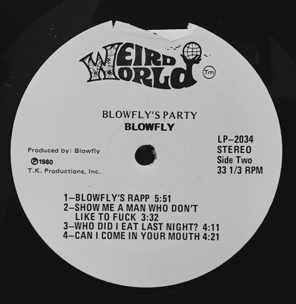 Blowfly : Blowfly's Party (LP, Album, RP, Whi)