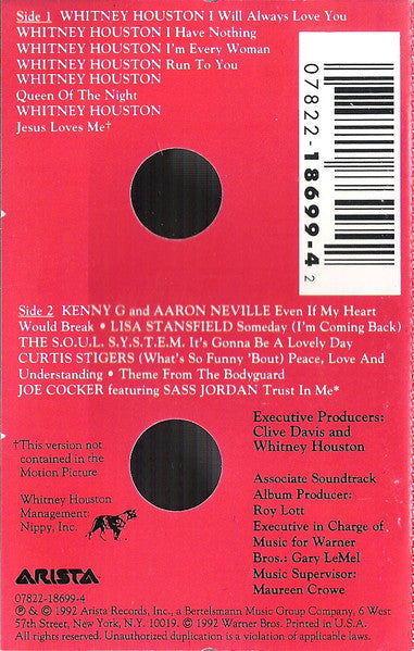 Various : The Bodyguard (Original Soundtrack Album) (Cass, Album)