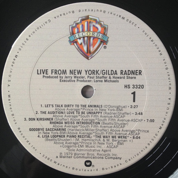 Gilda Radner : Live From New York (LP, Album, Club, Col)