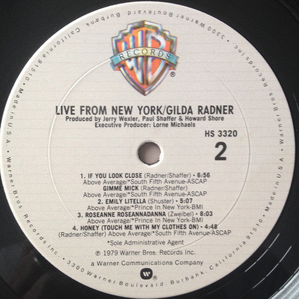 Gilda Radner : Live From New York (LP, Album, Club, Col)