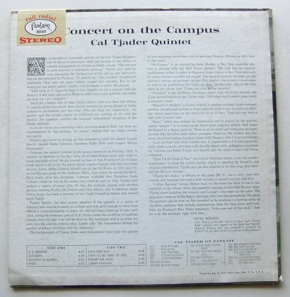 Cal Tjader Quintet : Concert On The Campus (LP, Album, Blu)
