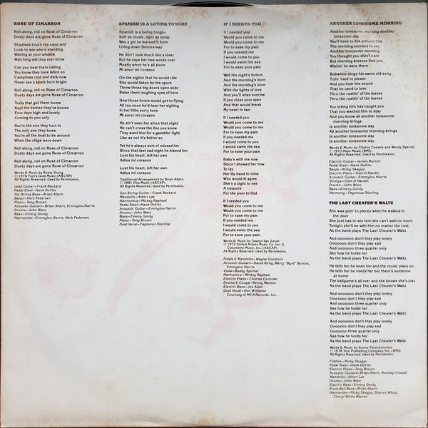 Emmylou Harris : Cimarron (LP, Album, Win)