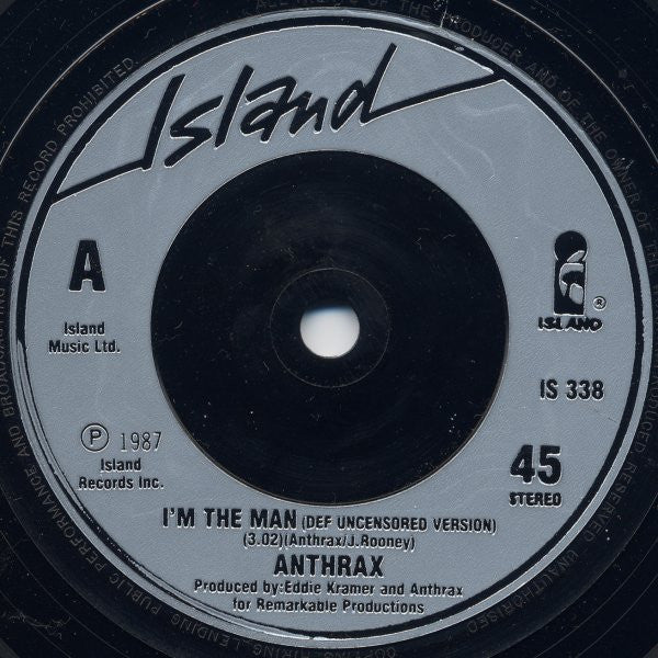 Anthrax : I'm The Man (7", Single, Sil)
