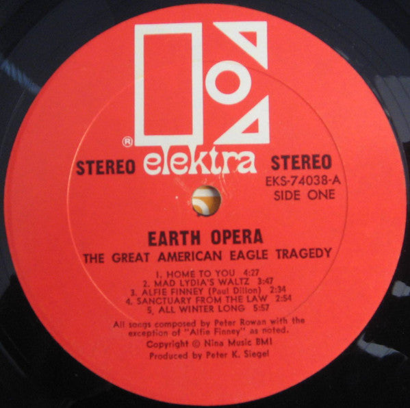 Earth Opera : The Great American Eagle Tragedy (LP, Album, RP, All)