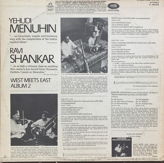 Yehudi Menuhin, Ravi Shankar : West Meets East - Album 2 (LP, Album, Scr)