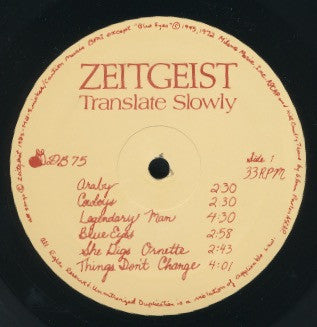 Zeitgeist (5) : Translate Slowly (LP, Album)