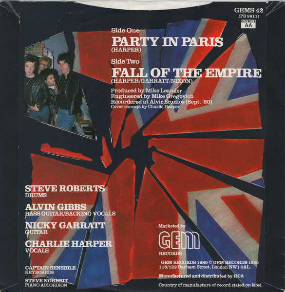 U.K. Subs* : Party In Paris (7", Single, Ora)