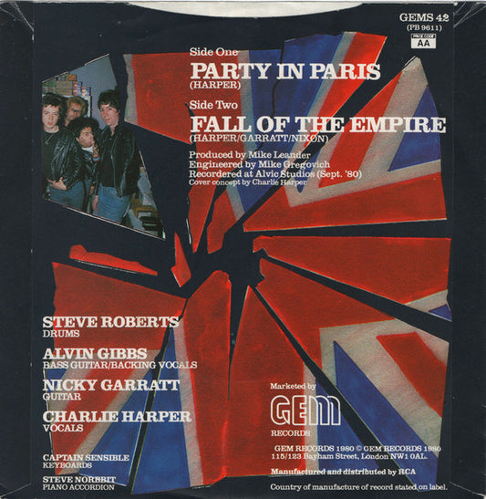 U.K. Subs* : Party In Paris (7", Single, Ora)
