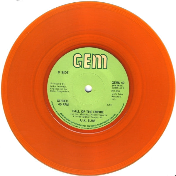 U.K. Subs* : Party In Paris (7", Single, Ora)