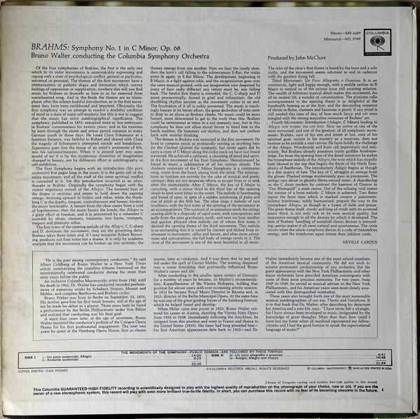 Brahms* - Bruno Walter, Columbia Symphony Orchestra : Symphony Nr. 1 (LP, Mono)