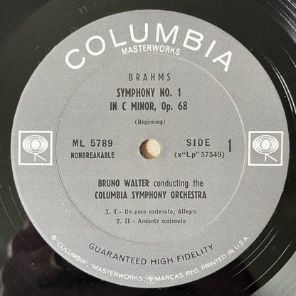 Brahms* - Bruno Walter, Columbia Symphony Orchestra : Symphony Nr. 1 (LP, Mono)