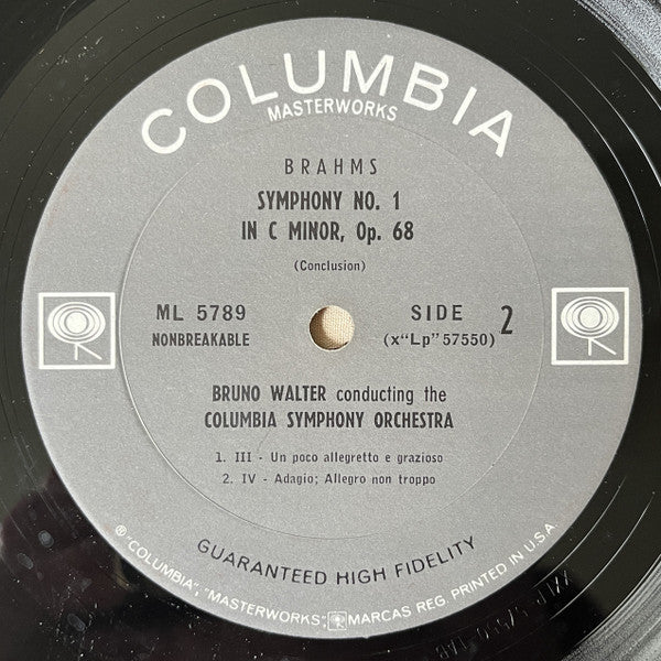Brahms* - Bruno Walter, Columbia Symphony Orchestra : Symphony Nr. 1 (LP, Mono)
