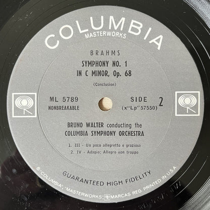 Brahms* - Bruno Walter, Columbia Symphony Orchestra : Symphony Nr. 1 (LP, Mono)